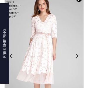 Teri Jon, 3/4 Sleeve Lace And Tulle Fit And Flare Dress, size 14. Worn Once.